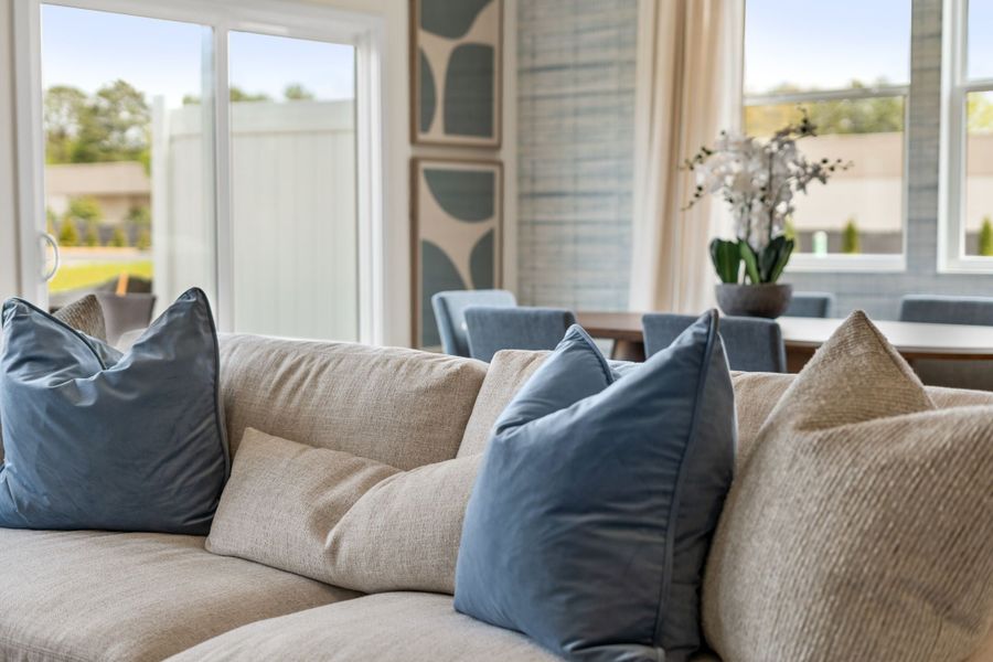 A couch with pillows. A couch with pillows.