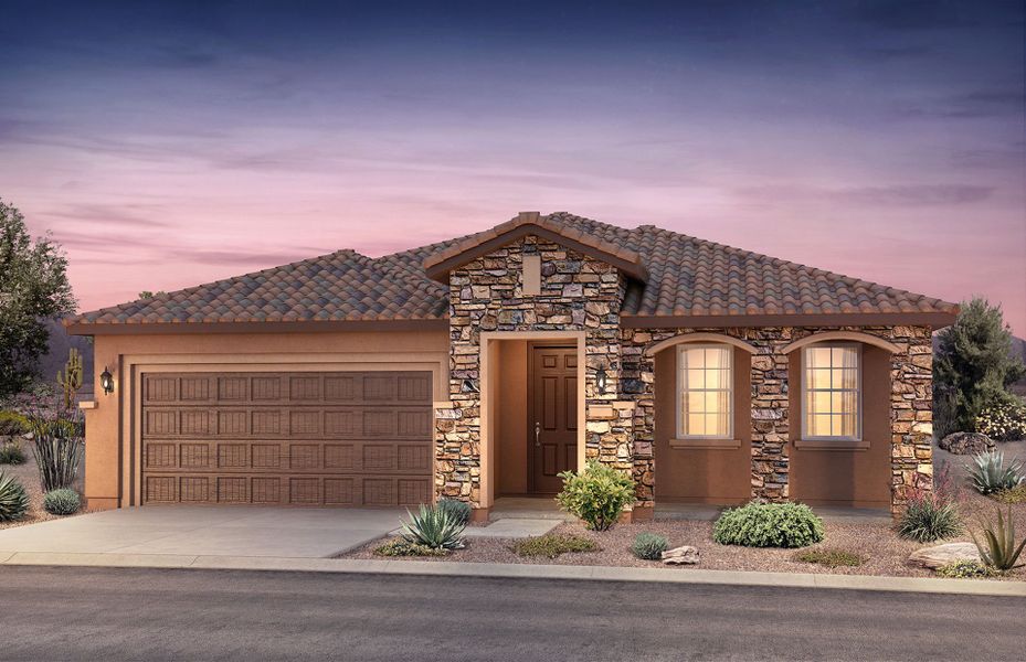 Representative exterior photo of a completed home built from the Hideaway Final Opportunity by Del Webb in Sun City Anthem at Merrill Ranch, Florence, AZ (Image 16). Representative exterior photo of a completed home built from the Hideaway Final Opportunity by Del Webb in Sun City Anthem at Merrill Ranch, Florence, AZ (Image 16).