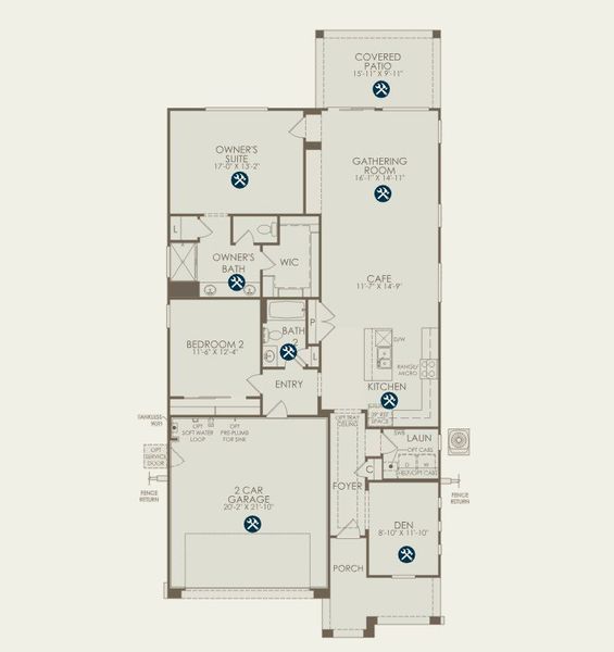 2D floor plan layout of this home in Regent Hills - Meadow Series, Buckeye, AZ (Image 3).