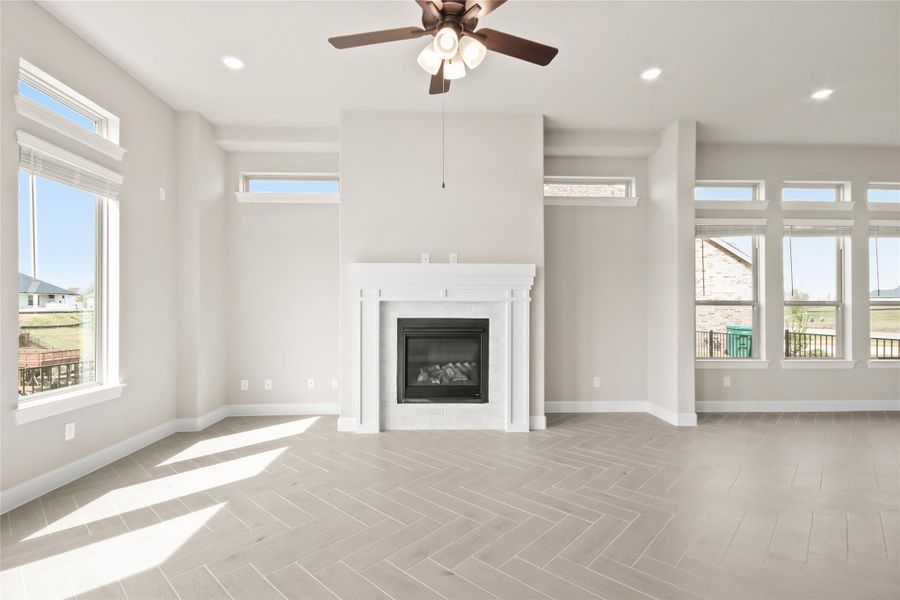 Cozy fireplace in the great room