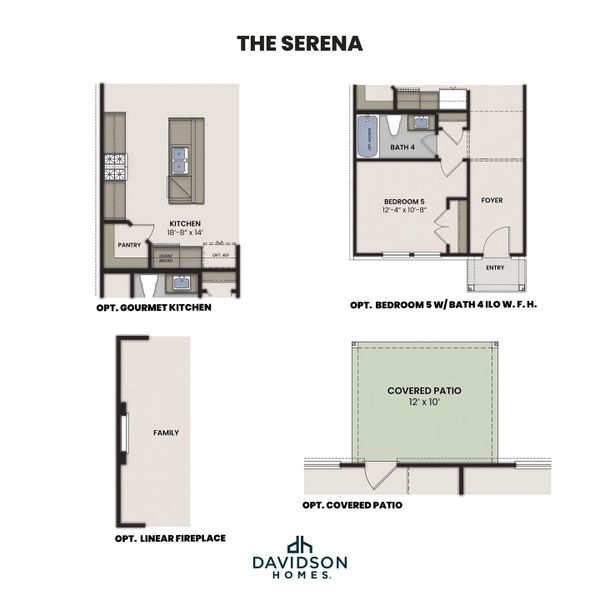 2D floor plan layout for the The Serena E by Davidson Homes LLC in Saddle Creek Ranch, Cibolo, TX (Image 4).