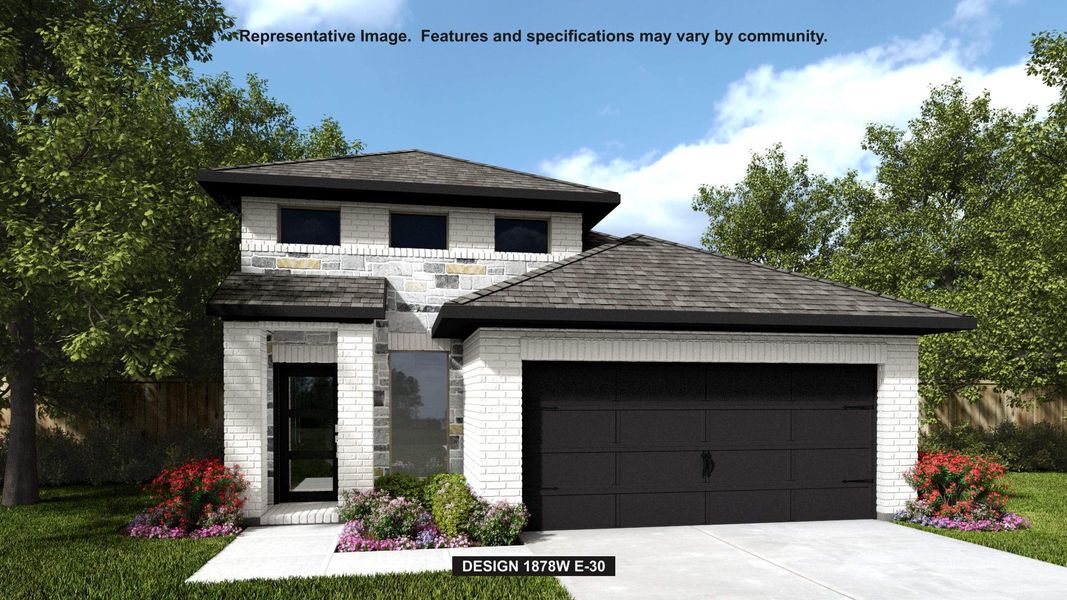 Front exterior of a new home in Jordan Ranch, Fulshear, TX, highlighting curb appeal (Image 1). Front exterior of a new home in Jordan Ranch, Fulshear, TX, highlighting curb appeal (Image 1).