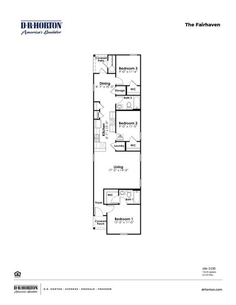 2D floor plan layout for the Fairhaven by D.R. Horton in Fox Run, Supply, NC (Image 3). 2D floor plan layout for the Fairhaven by D.R. Horton in Fox Run, Supply, NC (Image 3).