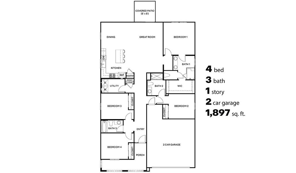 2D floor plan layout for the Mariposa - C40M by D.R. Horton in Entrada Del Toro at Rancho Sahuarita, Sahuarita, AZ (Image 3). 2D floor plan layout for the Mariposa - C40M by D.R. Horton in Entrada Del Toro at Rancho Sahuarita, Sahuarita, AZ (Image 3).