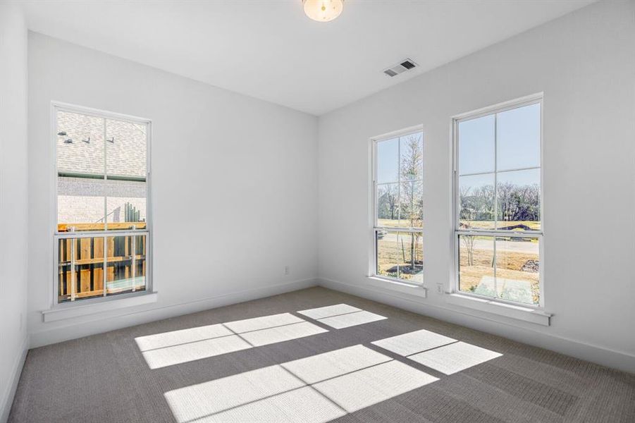 Carpeted empty room with baseboards