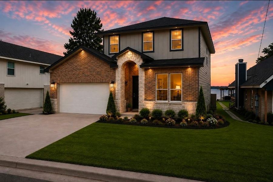 Front exterior of a new home in , Onalaska, TX, highlighting curb appeal (Image 2). Front exterior of a new home in , Onalaska, TX, highlighting curb appeal (Image 2).
