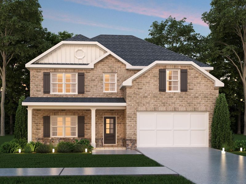 Front exterior of a new home in Lexington Heights 50', Willis, TX, highlighting curb appeal (Image 1).