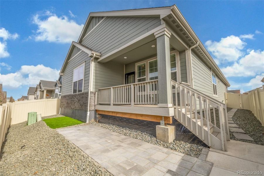Exterior details and patio area of a home in Green Valley Ranch Active Adult, Aurora (Image 3).