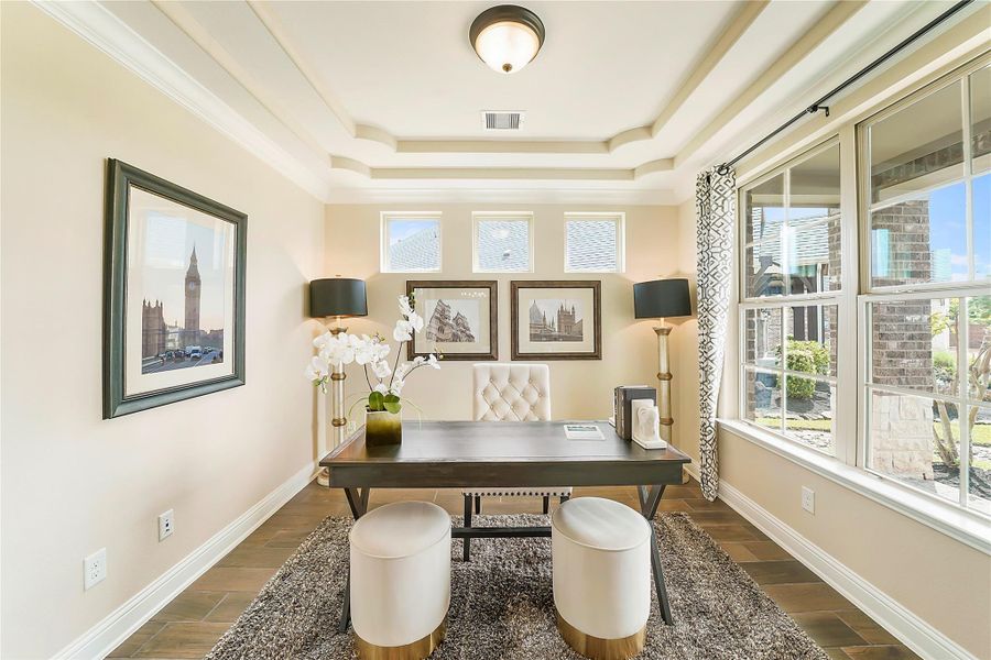 Furnished interior view inside a new home in Valencia: Hilltop Collection, Manvel (Image 22).