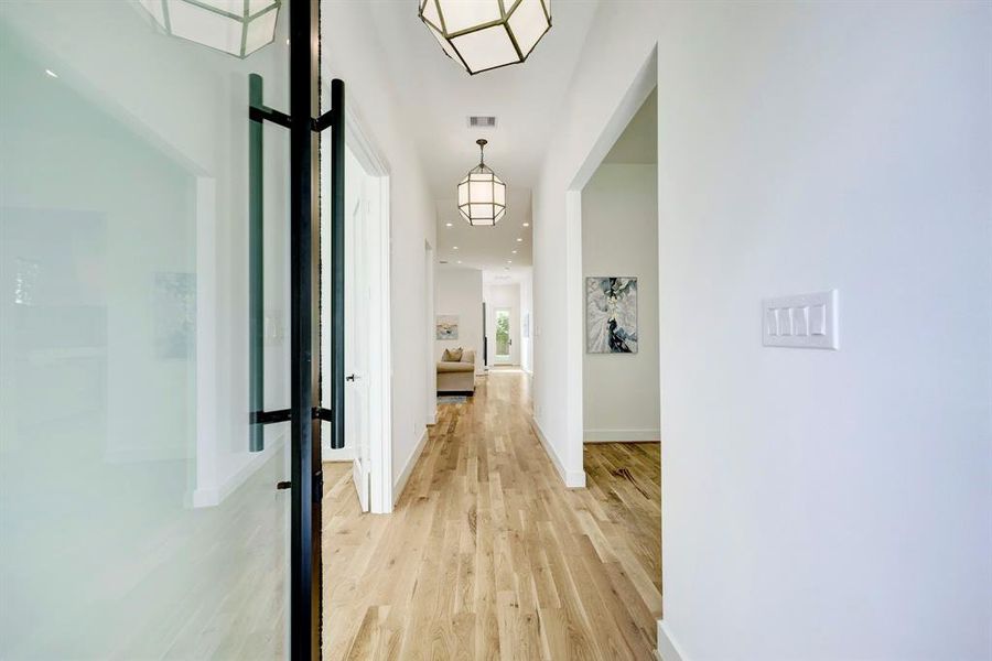 Elegant entryway with pivot door