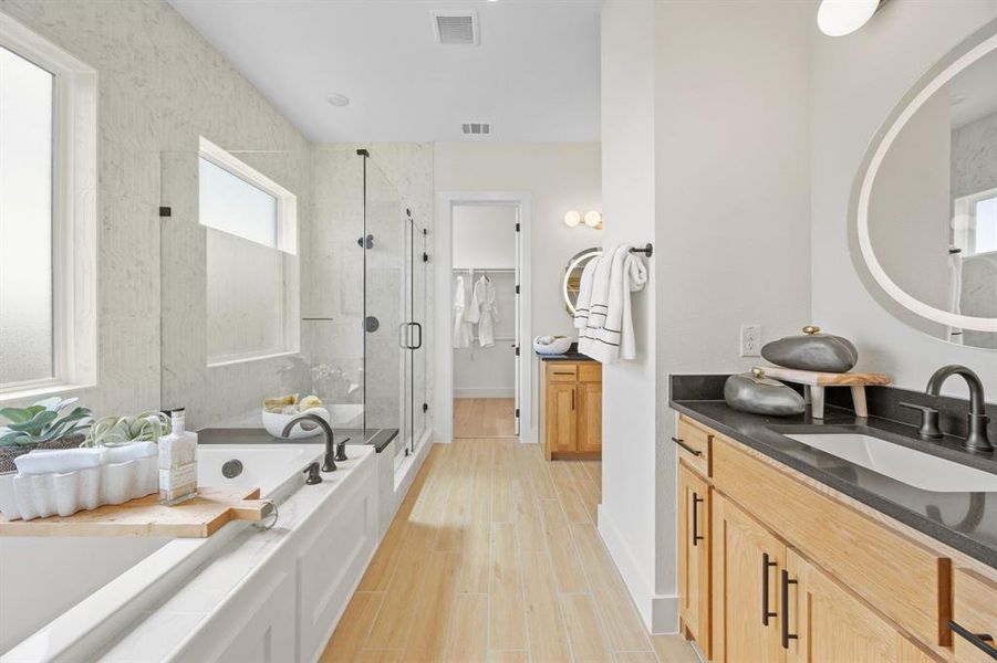 Furnished interior in a model home at The Arbors at Lakewood Village in Providence Village (Image 11). Furnished interior in a model home at The Arbors at Lakewood Village in Providence Village (Image 11).