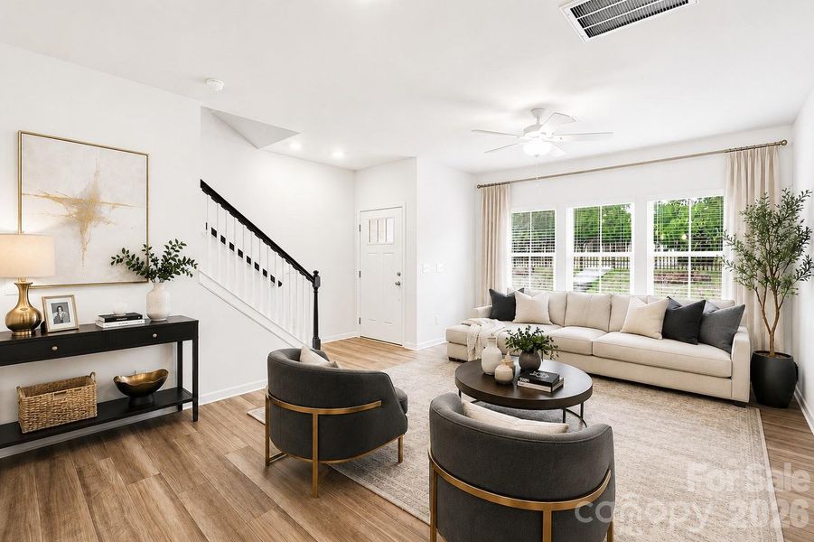 Furnished interior view inside a new home in Sloan Station, Charlotte (Image 4). Furnished interior view inside a new home in Sloan Station, Charlotte (Image 4).