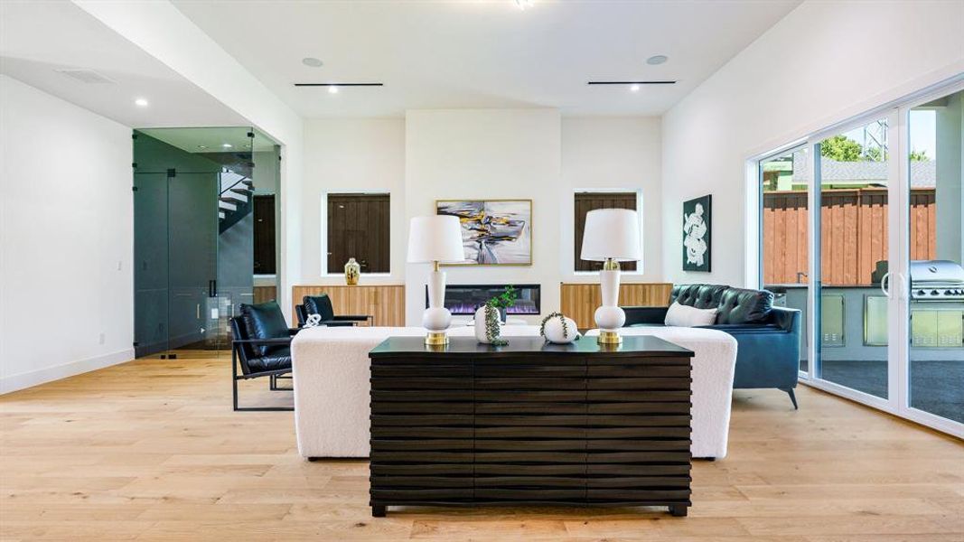 Living room featuring light hardwood / wood-style flooring