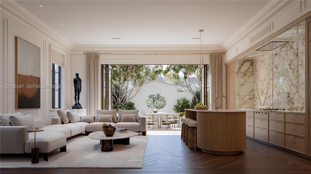 Furnished interior view inside a new home in , Coral Gables (Image 5). Furnished interior view inside a new home in , Coral Gables (Image 5).