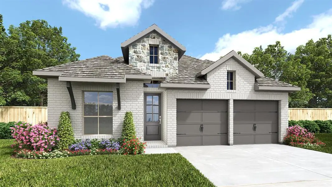 Front exterior of a new home in Devonshire, Forney, TX, highlighting curb appeal (Image 1). Front exterior of a new home in Devonshire, Forney, TX, highlighting curb appeal (Image 1).
