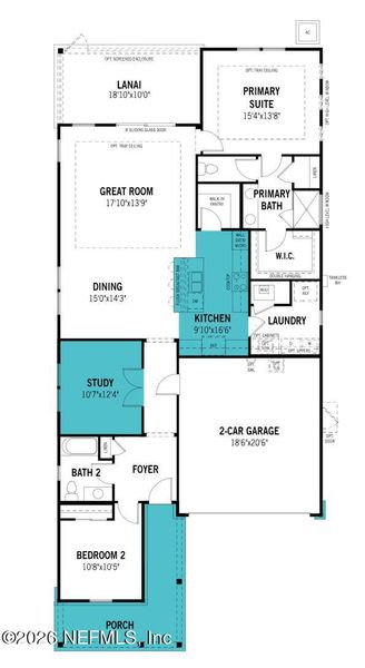 2D floor plan layout of this home in RiverTown, St. Johns, FL (Image 4).
