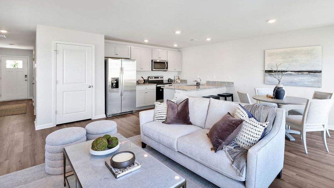 Representative furnished interior of a home built from the MITCHELL TOWNHOME by D.R. Horton in Grayson Park Townhomes, Leland (Image 8). Representative furnished interior of a home built from the MITCHELL TOWNHOME by D.R. Horton in Grayson Park Townhomes, Leland (Image 8).