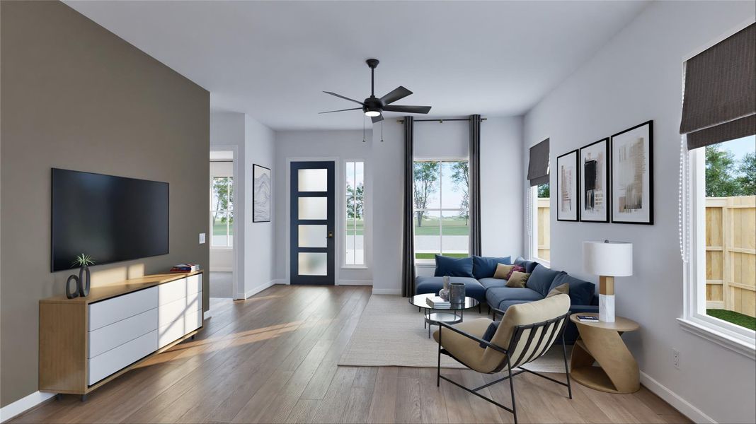Furnished interior view inside a new home in The Porch at Du Pre, Buda (Image 3). Furnished interior view inside a new home in The Porch at Du Pre, Buda (Image 3).