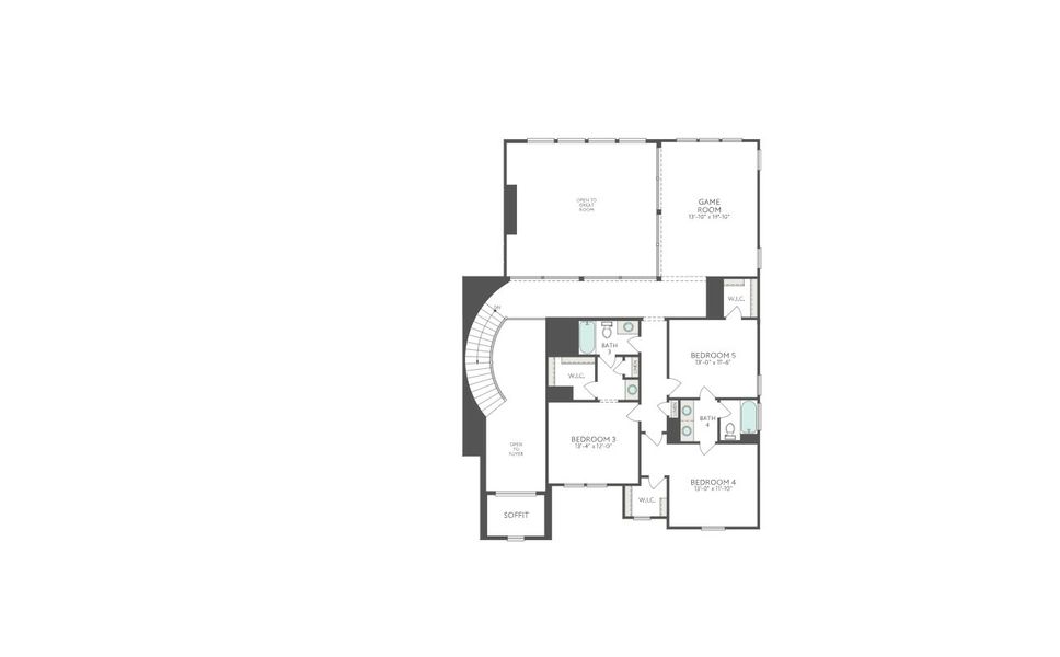 2D floor plan layout for the Woodbridge by Tri Pointe Homes in Harvest Green, Richmond, TX (Image 3).