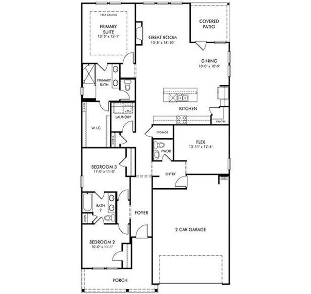 2D floor plan layout of this home in Westmont Preserve, Powder Springs, GA (Image 2). 2D floor plan layout of this home in Westmont Preserve, Powder Springs, GA (Image 2).