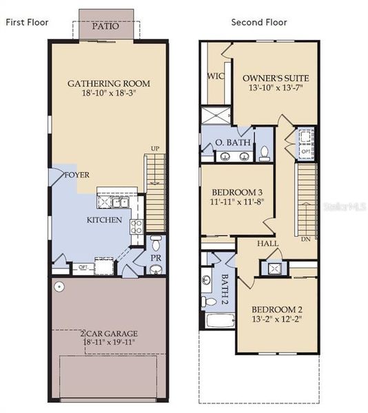 2D floor plan layout of this home in Harbor Square, Palm Bay, FL (Image 3).