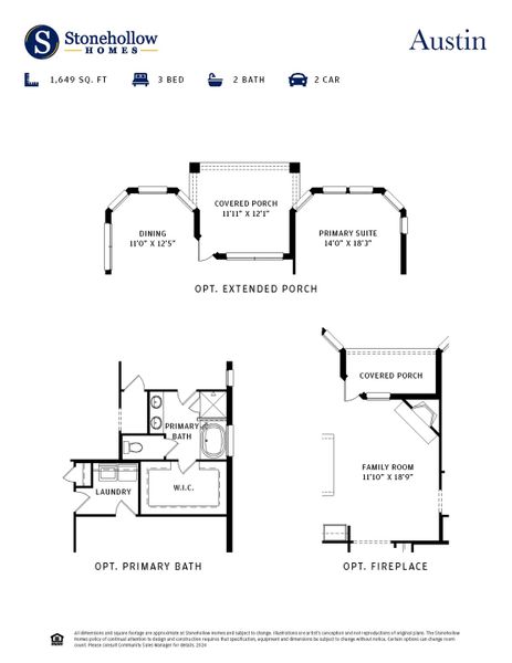 2D floor plan layout for the Austin by Stonehollow Homes in Heritage Grove, Blue Ridge, TX (Image 5).