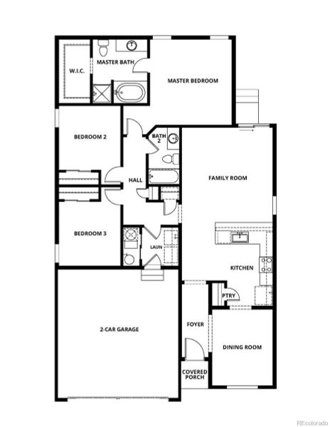2D floor plan layout of this home in Cottonwood Greens, Fort Lupton, CO (Image 3).