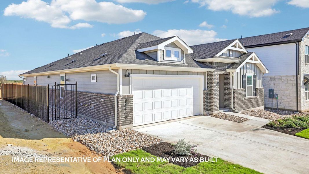 Representative exterior photo of a completed home built from the The Lakeway by D.R. Horton in Revelry, Del Valle, TX (Image 22).