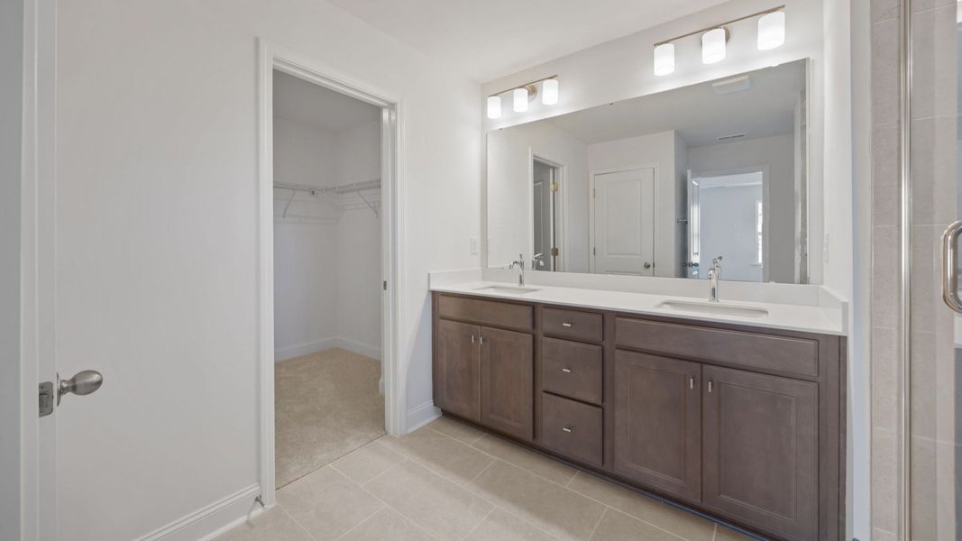 The Jasmine Plan at Farms at Bellingham in Mooresville NC. - Primary Bathroom