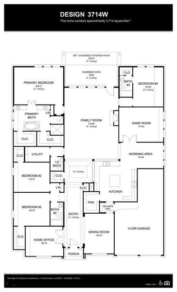 2D floor plan layout of this home in Ventana 70', Fort Worth, TX (Image 2).