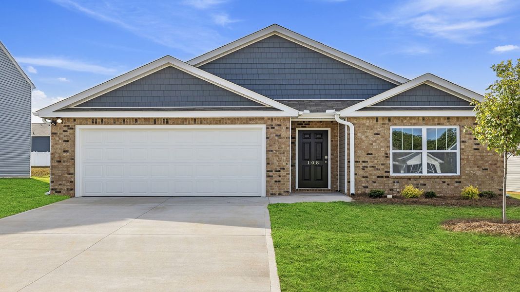 Front exterior of a new home in Gibson Grove, Laurens, SC, highlighting curb appeal (Image 1). Front exterior of a new home in Gibson Grove, Laurens, SC, highlighting curb appeal (Image 1).