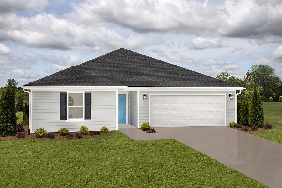 Representative exterior photo of a completed home built from the 1582 Modeled by KB Home in Cottages at Clovis Point, Kings Mountain, NC (Image 16).