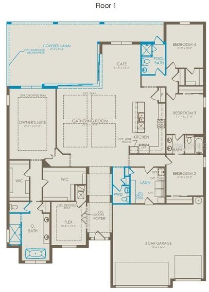 2D floor plan layout of this home in Parkview Reserve, Orlando, FL (Image 4). 2D floor plan layout of this home in Parkview Reserve, Orlando, FL (Image 4).