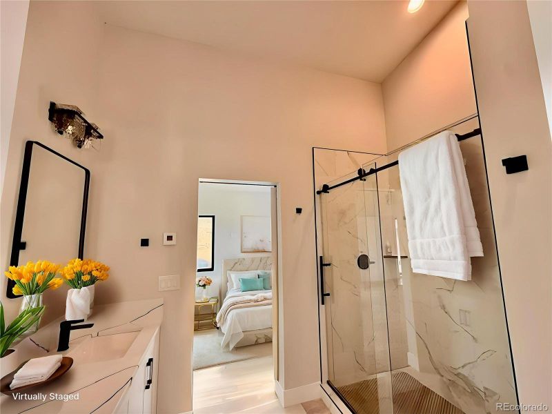 Virtually staged New construction Primary bath