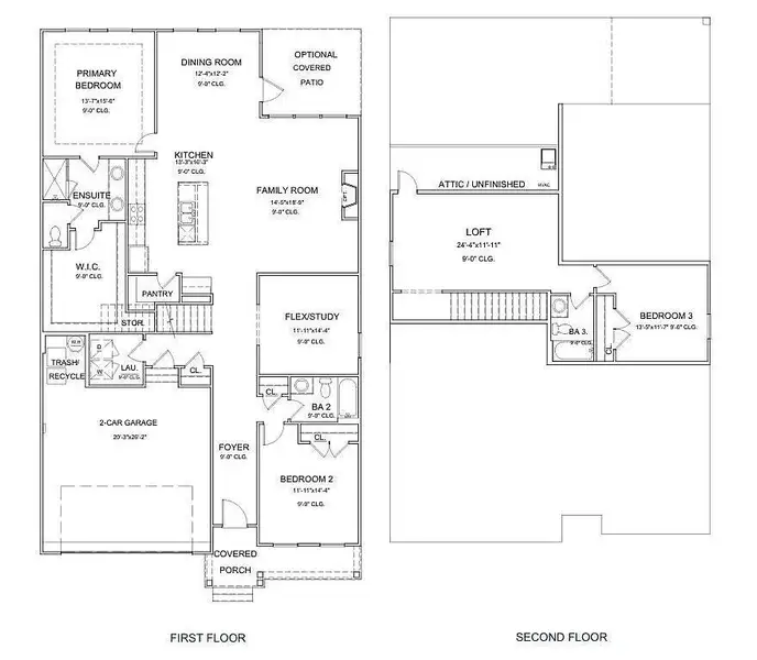 2D floor plan layout for the Gardenia by Empire Homes in Chastain, Ooltewah, TN (Image 3).