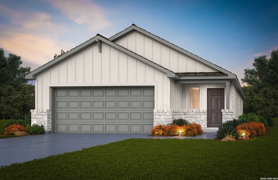 Front exterior of a new home in Davis Ranch, San Antonio, TX, highlighting curb appeal (Image 1). Front exterior of a new home in Davis Ranch, San Antonio, TX, highlighting curb appeal (Image 1).