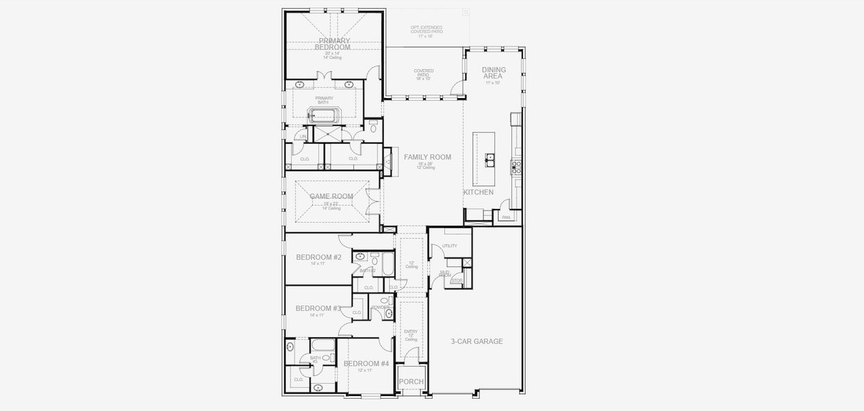 2D floor plan layout for the 519A by Britton Homes in Mustang Lakes 60', Celina, TX (Image 3).