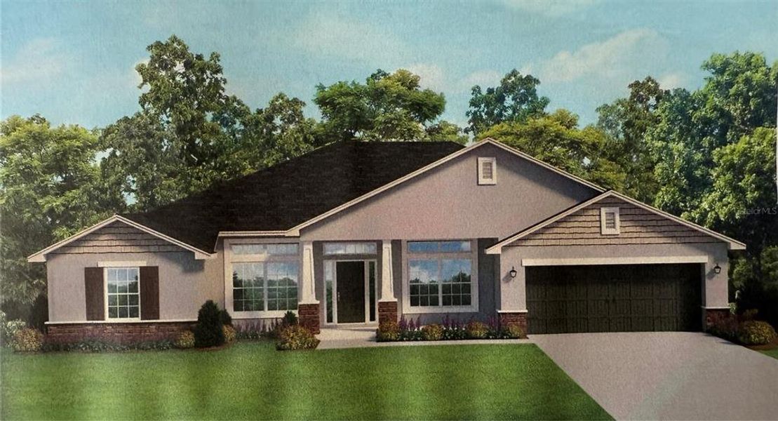 Front exterior of a new home in South Gulf Cove, Port Charlotte, FL, highlighting curb appeal (Image 1).