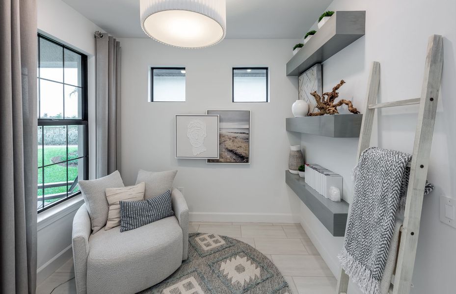 Flex room with french doors and large window