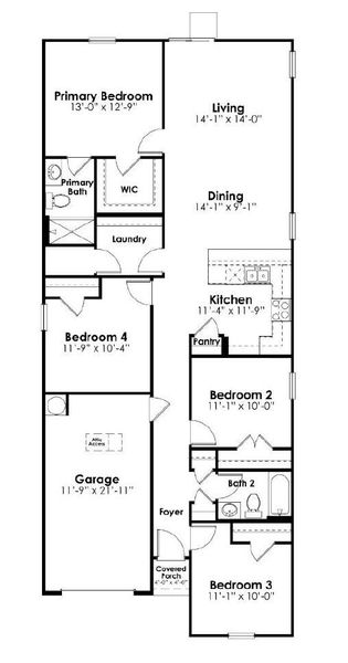2D floor plan layout of this home in Mulberry Landing, Orangeburg, SC (Image 2).