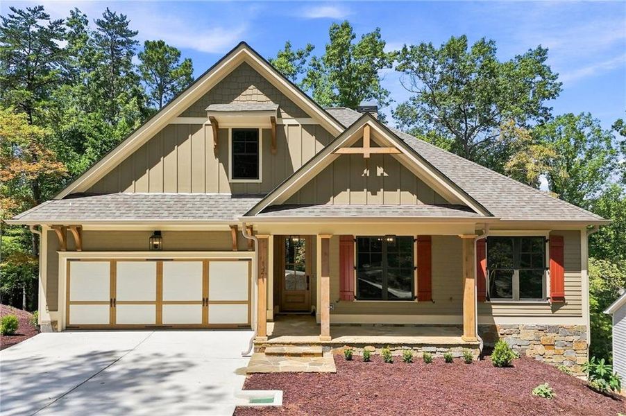 Front exterior of a new home in , Waleska, GA, highlighting curb appeal (Image 1). Front exterior of a new home in , Waleska, GA, highlighting curb appeal (Image 1).