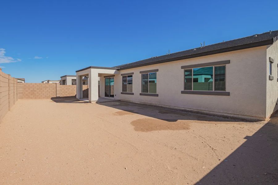 Exterior details and patio area of a home in Valencia at Granite Vista, Waddell (Image 22).