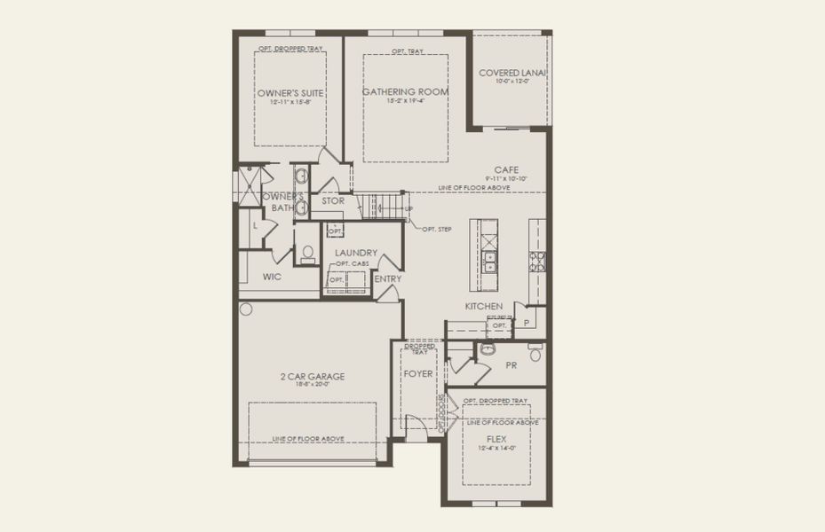 2D floor plan layout for the Ruby by Pulte Homes in Winter Grove, Winter Garden, FL (Image 4).