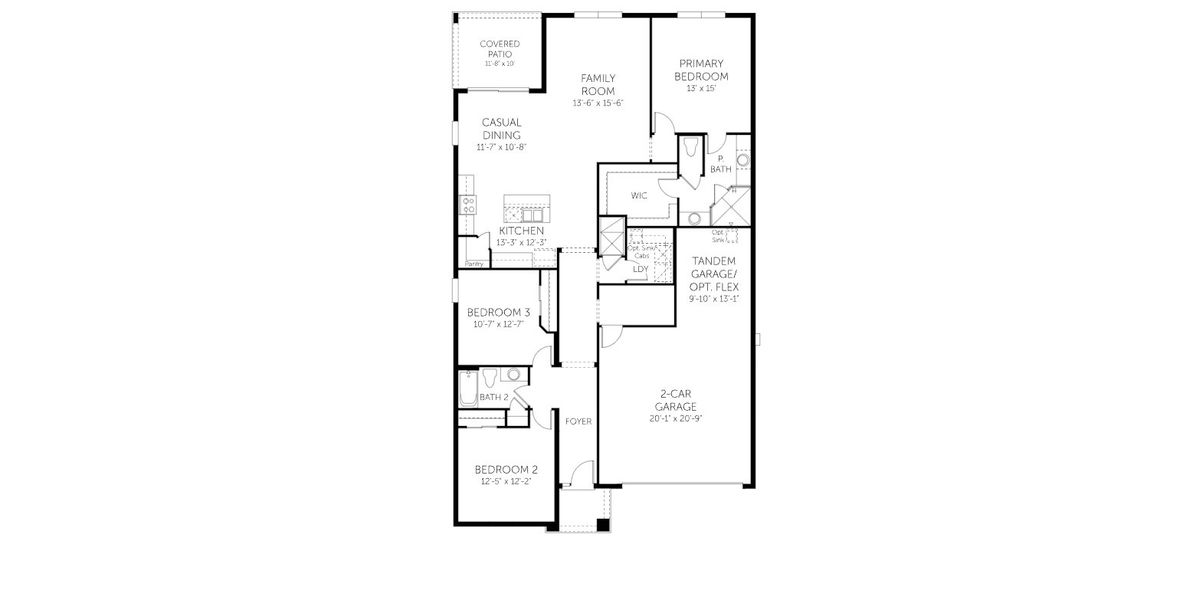 2D floor plan layout for the Lexington - 19801 by Dream Finders Homes in Waterlin, St. Cloud, FL (Image 3).