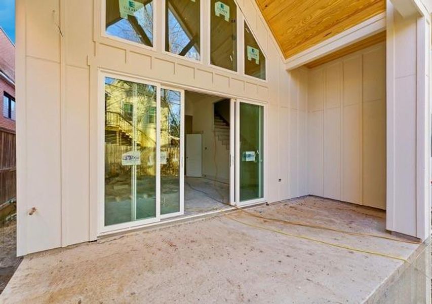 Covered back patio for entertaining.