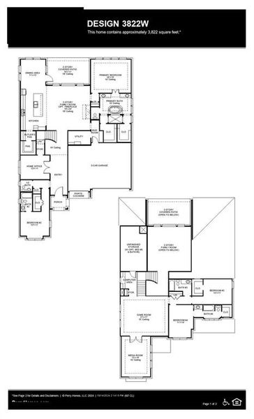 2D floor plan layout of this home in Terraces 62', Rockwall, TX (Image 2).