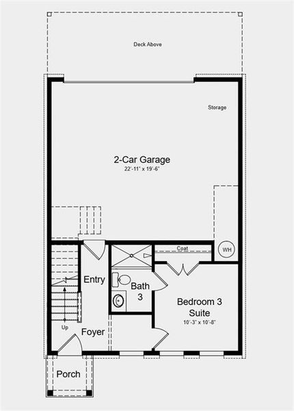 2D floor plan layout of this home in Somerset at Veterans Memorial, Mableton, GA (Image 3).