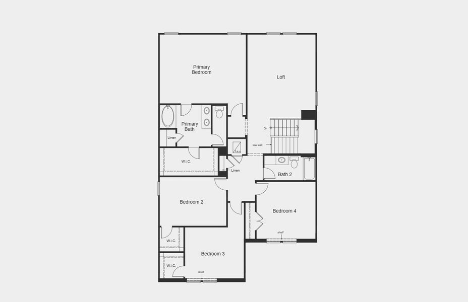 2D floor plan layout for the Plan 2897 by KB Home in Legend Heights - Sterling Collection, New Braunfels, TX (Image 3). 2D floor plan layout for the Plan 2897 by KB Home in Legend Heights - Sterling Collection, New Braunfels, TX (Image 3).
