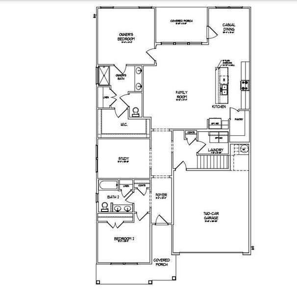 Belair Floor PlanStructual options added: Tray ceiling in primary bedroom, optional window in primary bedroom, Bedroom 3 ilo study, optional windows at casual dining, Bath 3 at loft.