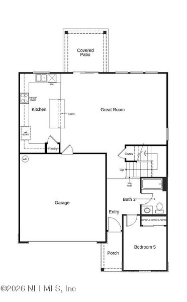 2D floor plan layout of this home in Panther Creek, Jacksonville, FL (Image 5).